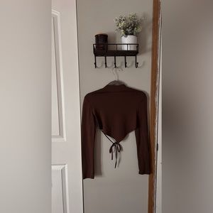 Brown Open Back Crop Top